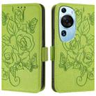 For Huawei P60 Art Embossed Rose RFID Anti-theft Leather Phone Case(Green) - 2