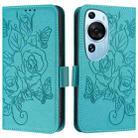 For Huawei P60 Art Embossed Rose RFID Anti-theft Leather Phone Case(Light Blue) - 2