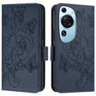 For Huawei P60 Art Embossed Rose RFID Anti-theft Leather Phone Case(Dark Blue) - 2