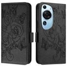 For Huawei P60 Art Embossed Rose RFID Anti-theft Leather Phone Case(Black) - 2