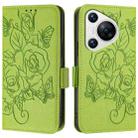 For Huawei Pura 70 Embossed Rose RFID Anti-theft Leather Phone Case(Green) - 2