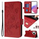 For Huawei Pura 70 Embossed Rose RFID Anti-theft Leather Phone Case(Red) - 1