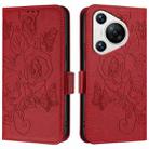 For Huawei Pura 70 Embossed Rose RFID Anti-theft Leather Phone Case(Red) - 2