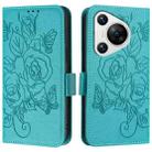 For Huawei Pura 70 Embossed Rose RFID Anti-theft Leather Phone Case(Light Blue) - 2