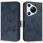 For Huawei Pura 70 Embossed Rose RFID Anti-theft Leather Phone Case(Dark Blue) - 2