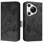 For Huawei Pura 70 Embossed Rose RFID Anti-theft Leather Phone Case(Black) - 2