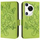 For Huawei Pura 70 Pro Embossed Rose RFID Anti-theft Leather Phone Case(Green) - 2