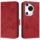 For Huawei Pura 70 Pro Embossed Rose RFID Anti-theft Leather Phone Case(Red) - 2