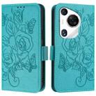 For Huawei Pura 70 Pro Embossed Rose RFID Anti-theft Leather Phone Case(Light Blue) - 2
