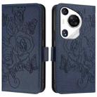 For Huawei Pura 70 Pro Embossed Rose RFID Anti-theft Leather Phone Case(Dark Blue) - 2