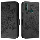 For Huawei Enjoy 20 SE / Y7a 4G Embossed Rose RFID Anti-theft Leather Phone Case(Black) - 2