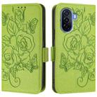 For Huawei Enjoy 50 4G / nova Y70 Plus Embossed Rose RFID Anti-theft Leather Phone Case(Green) - 2