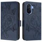 For Huawei Enjoy 50 4G / nova Y70 Plus Embossed Rose RFID Anti-theft Leather Phone Case(Dark Blue) - 2