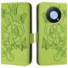 For Huawei Enjoy 50 Pro 4G / nova Y90 Embossed Rose RFID Anti-theft Leather Phone Case(Green) - 2
