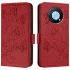 For Huawei Enjoy 50 Pro 4G / nova Y90 Embossed Rose RFID Anti-theft Leather Phone Case(Red) - 2