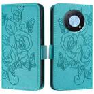 For Huawei Enjoy 50 Pro 4G / nova Y90 Embossed Rose RFID Anti-theft Leather Phone Case(Light Blue) - 2