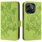 For Huawei Enjoy 80s Embossed Rose RFID Anti-theft Leather Phone Case(Green) - 2
