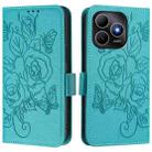 For Huawei Enjoy 80s Embossed Rose RFID Anti-theft Leather Phone Case(Light Blue) - 2