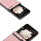 For Honor Magic V Flip Three Parts Black Frame Woven Texture PU Phone Case(Pink) - 2