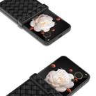 For Honor Magic V Flip Three Parts Black Frame Woven Texture PU Phone Case(Black) - 2