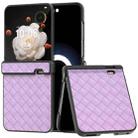 For Honor Magic V Flip Three Parts Black Frame Woven Texture PU Phone Case(Purple) - 1