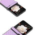 For Honor Magic V Flip Three Parts Black Frame Woven Texture PU Phone Case(Purple) - 2