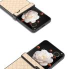 For Honor Magic V Flip Three Parts Black Frame Woven Texture PU Phone Case(Beige) - 2