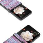 For Honor Magic V Flip Three Parts Black Frame Color Lattice Texture PU Phone Case(Purple) - 2
