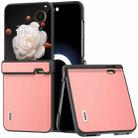 For Honor Magic V Flip ABEEL Three Parts Genuine Leather Wave Black Edge Phone Case(Pink) - 1