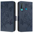 For Honor 20 Lite / 10i / 20e Embossed Rose RFID Anti-theft Leather Phone Case(Dark Blue) - 2