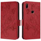 For Honor 9X 4G / Huawei P Smart Z Embossed Rose RFID Anti-theft Leather Phone Case(Red) - 2