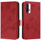 For Honor 20 4G / 20 Pro 4G / 20S 4G Embossed Rose RFID Anti-theft Leather Phone Case(Red) - 2