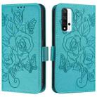 For Honor 20 4G / 20 Pro 4G / 20S 4G Embossed Rose RFID Anti-theft Leather Phone Case(Light Blue) - 2