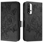 For Honor 20 4G / 20 Pro 4G / 20S 4G Embossed Rose RFID Anti-theft Leather Phone Case(Black) - 2