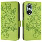 For Honor 50 Pro / Huawei nova 9 Pro Embossed Rose RFID Anti-theft Leather Phone Case(Green) - 2