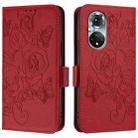 For Honor 50 Pro / Huawei nova 9 Pro Embossed Rose RFID Anti-theft Leather Phone Case(Red) - 2