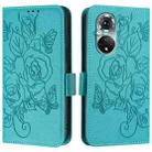 For Honor 50 Pro / Huawei nova 9 Pro Embossed Rose RFID Anti-theft Leather Phone Case(Light Blue) - 2