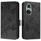 For Honor 50 Pro / Huawei nova 9 Pro Embossed Rose RFID Anti-theft Leather Phone Case(Black) - 2