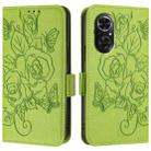 For Honor 50 SE / Huawei nova 9 SE Embossed Rose RFID Anti-theft Leather Phone Case(Green) - 2