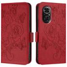 For Honor 50 SE / Huawei nova 9 SE Embossed Rose RFID Anti-theft Leather Phone Case(Red) - 2