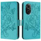 For Honor 50 SE / Huawei nova 9 SE Embossed Rose RFID Anti-theft Leather Phone Case(Light Blue) - 2