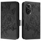 For Honor 50 SE / Huawei nova 9 SE Embossed Rose RFID Anti-theft Leather Phone Case(Black) - 2