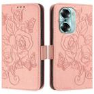 For Honor 60 5G Embossed Rose RFID Anti-theft Leather Phone Case(Pink) - 2