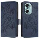 For Honor 60 5G Embossed Rose RFID Anti-theft Leather Phone Case(Dark Blue) - 2