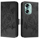 For Honor 60 5G Embossed Rose RFID Anti-theft Leather Phone Case(Black) - 2