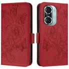 For Honor 60 Pro 5G Embossed Rose RFID Anti-theft Leather Phone Case(Red) - 2