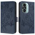 For Honor 60 Pro 5G Embossed Rose RFID Anti-theft Leather Phone Case(Dark Blue) - 2