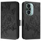 For Honor 60 Pro 5G Embossed Rose RFID Anti-theft Leather Phone Case(Black) - 2