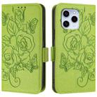 For Honor 60 SE 5G Embossed Rose RFID Anti-theft Leather Phone Case(Green) - 2