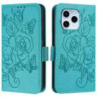 For Honor 60 SE 5G Embossed Rose RFID Anti-theft Leather Phone Case(Light Blue) - 2